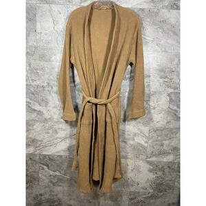 Coyuchi Unisex Waffle Robe 100% Organic Cotton Tan Brown Sz M / L Luxury Spa